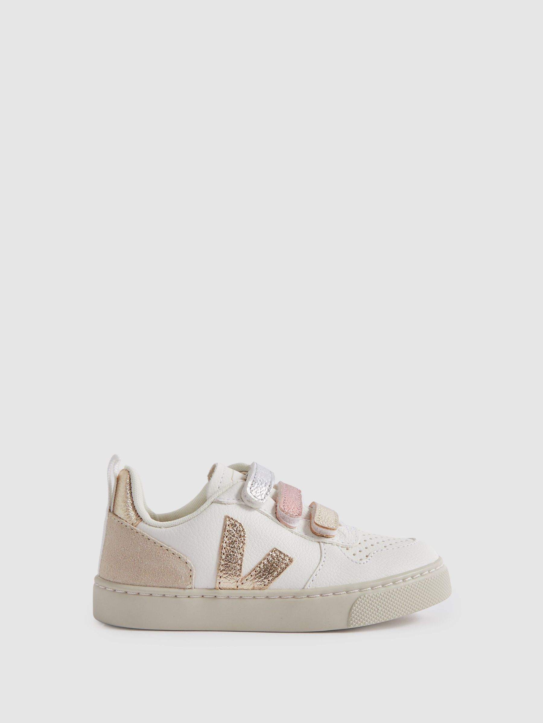 Veja Suede Velcro Trainers in White Multi (846740) | £52