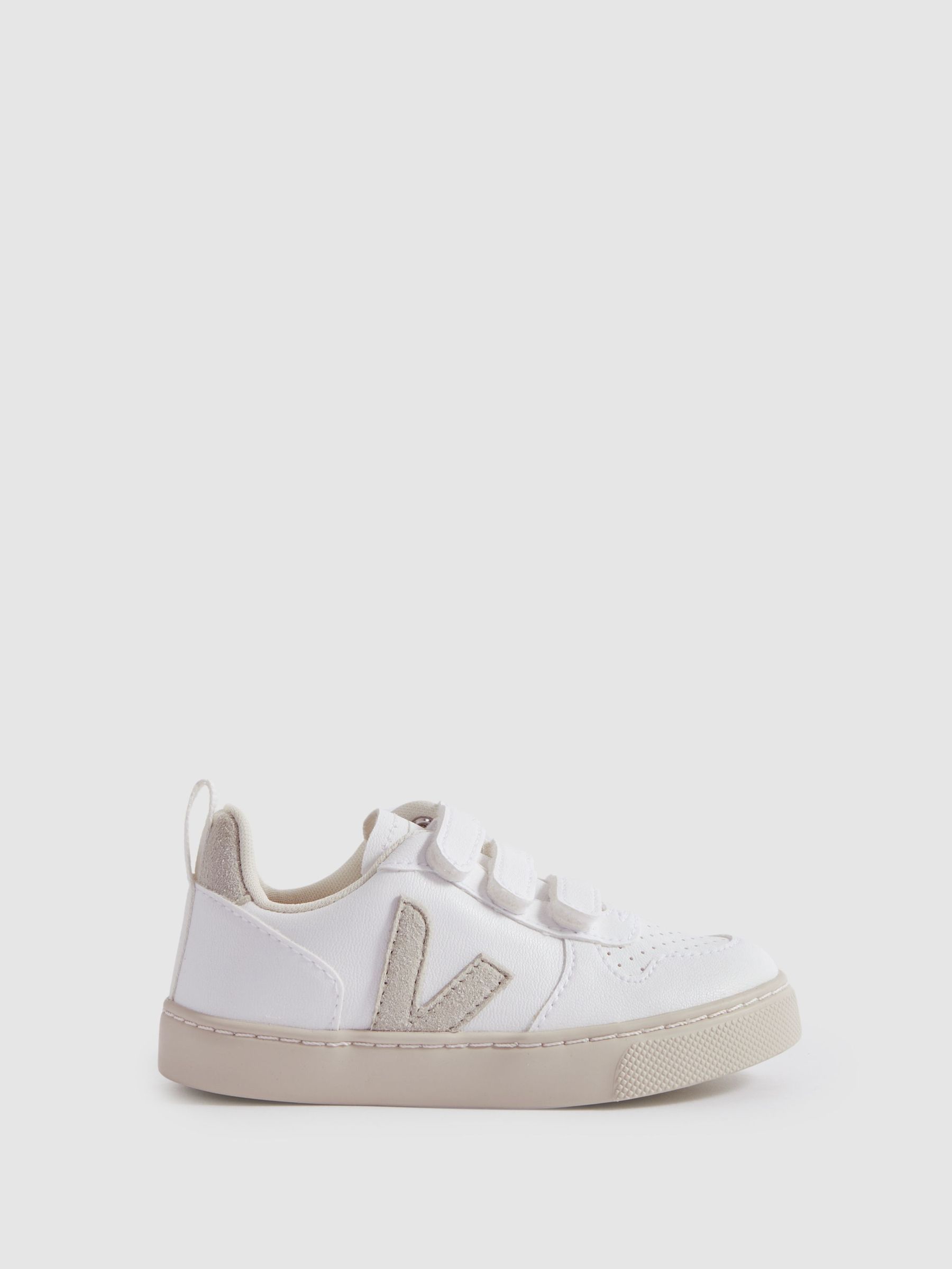 Veja Suede Velcro Trainers in White/Natural (846986) | £61