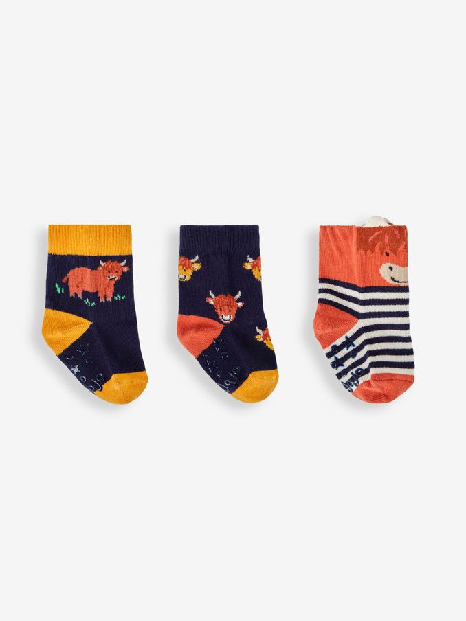Rust 3-Pack Highland Cow Socks (849445) | £4