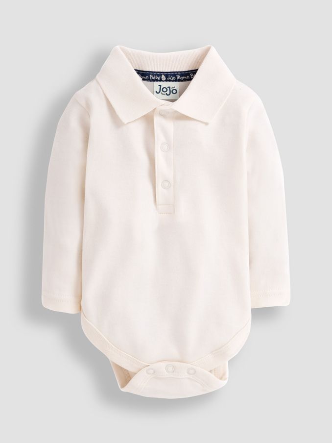 Ecru Plain Long Sleeve Polo Shirt Body (8591Y1) | £9