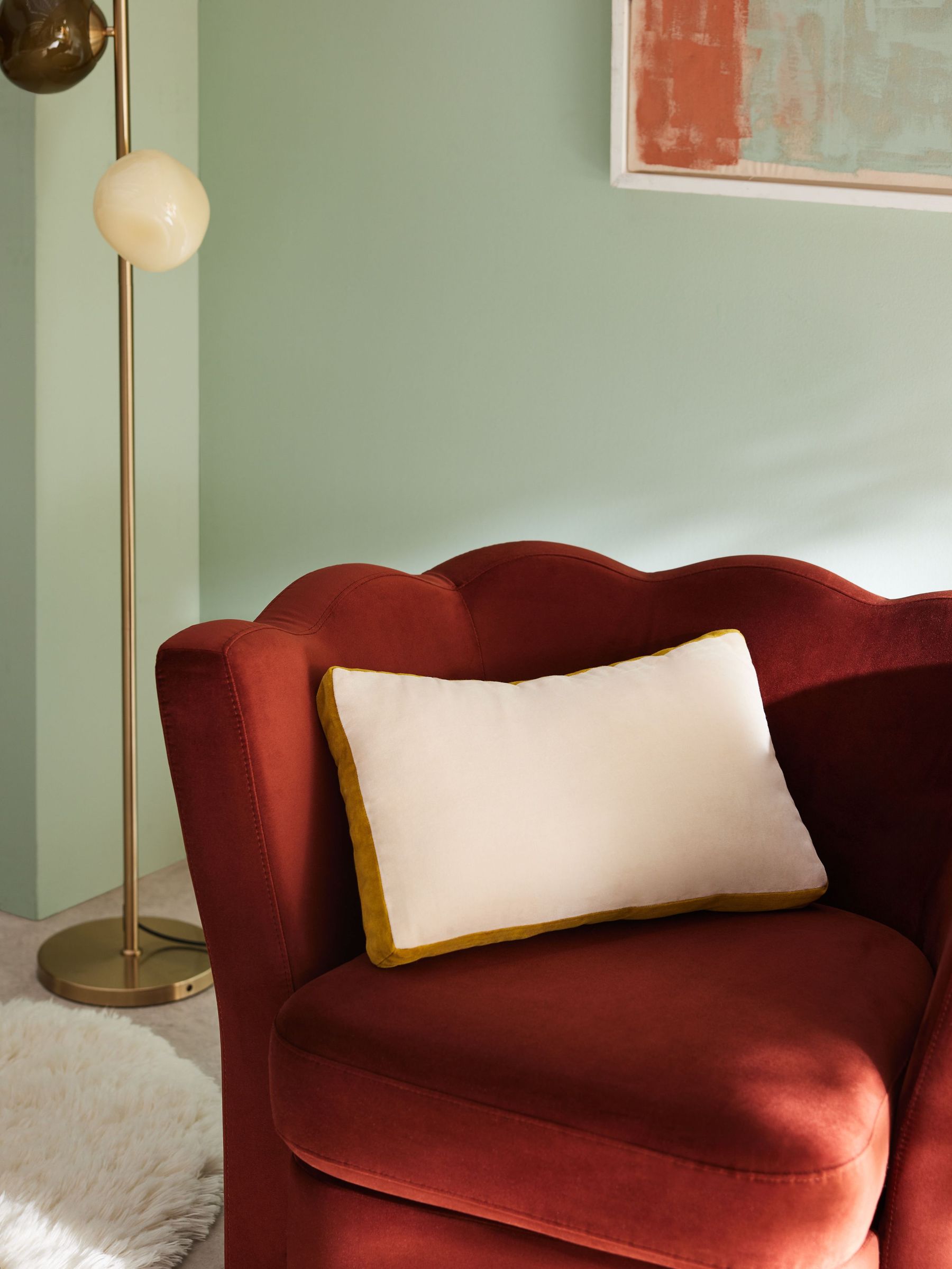 Petra Cotton Velvet Boxy Cushion in Cream (863884) | £25