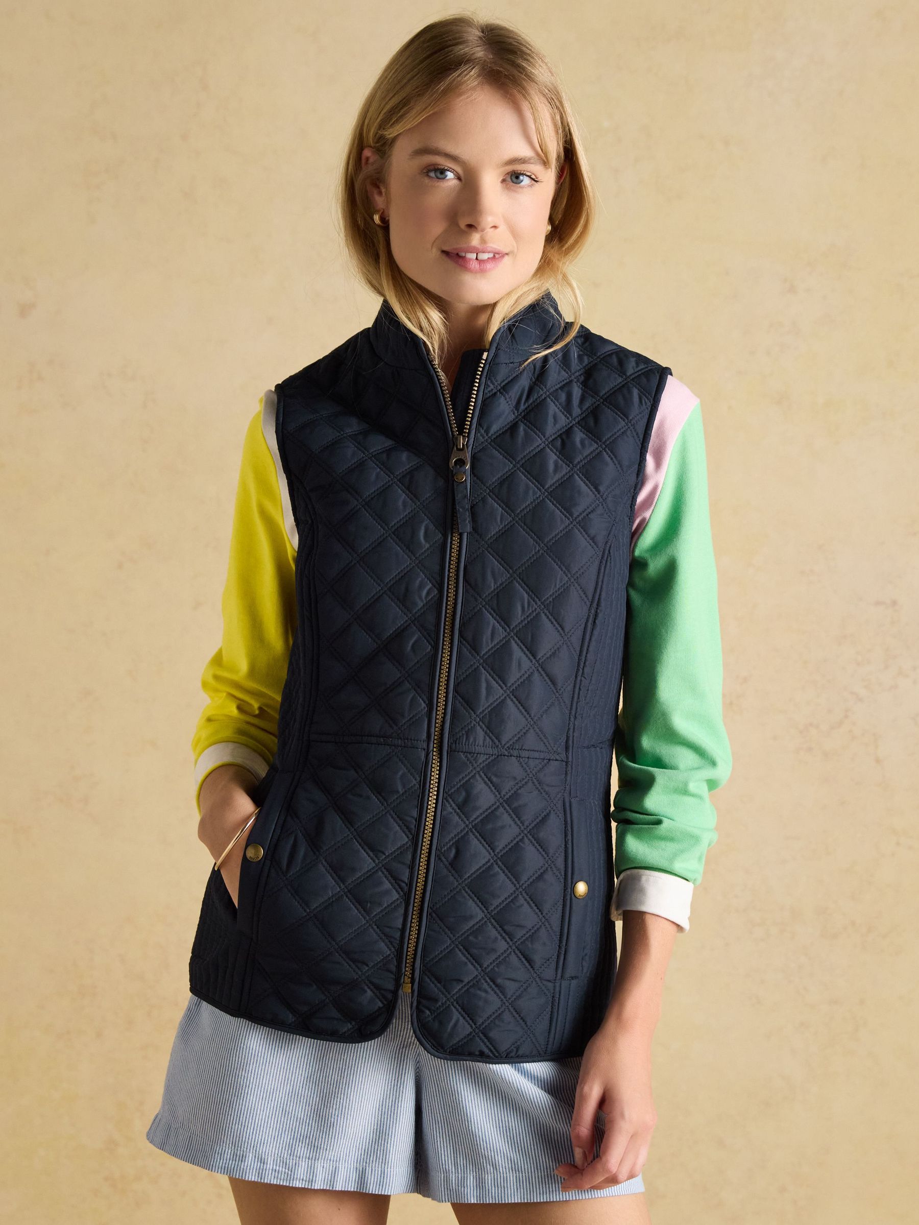 Minx Navy Blue Showerproof Diamond Quilted Gilet (863930) | £49.95