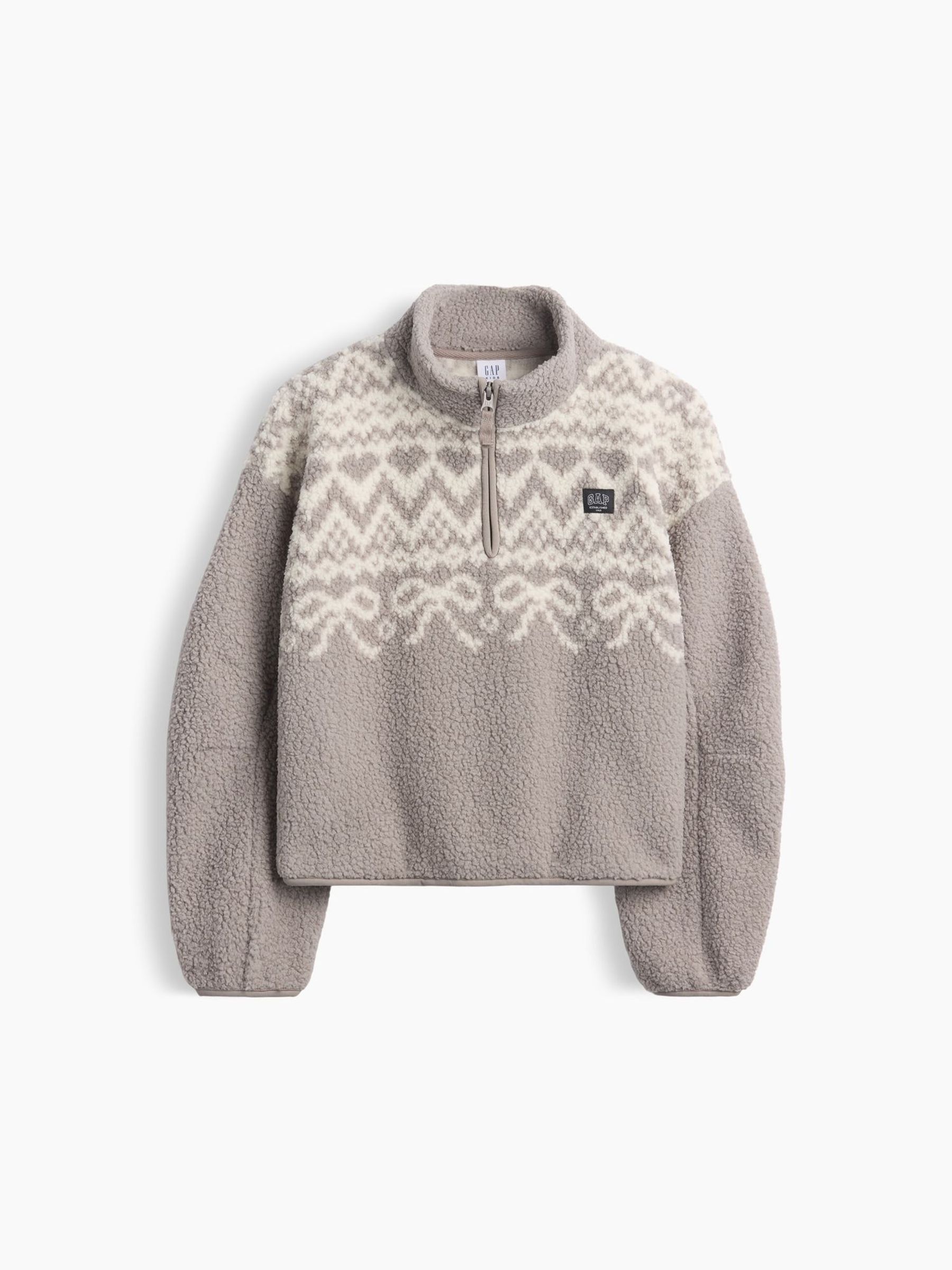 Brown Fair Isle - Sherpa Quarter-zip Fleece
