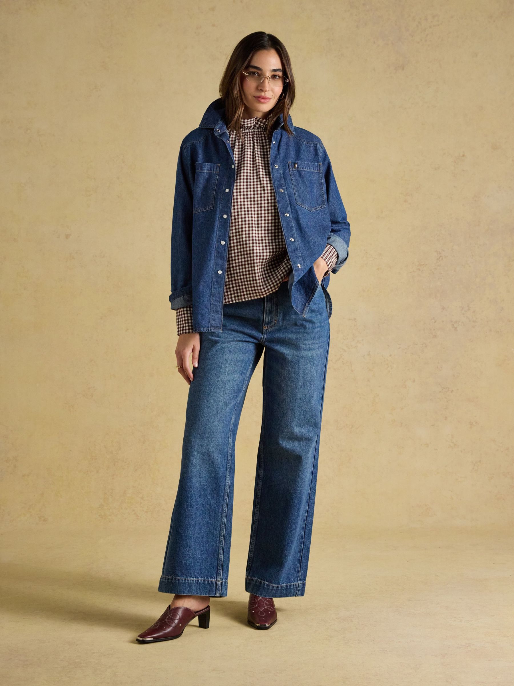 Mid Blue - High Rise Wide Leg Jean