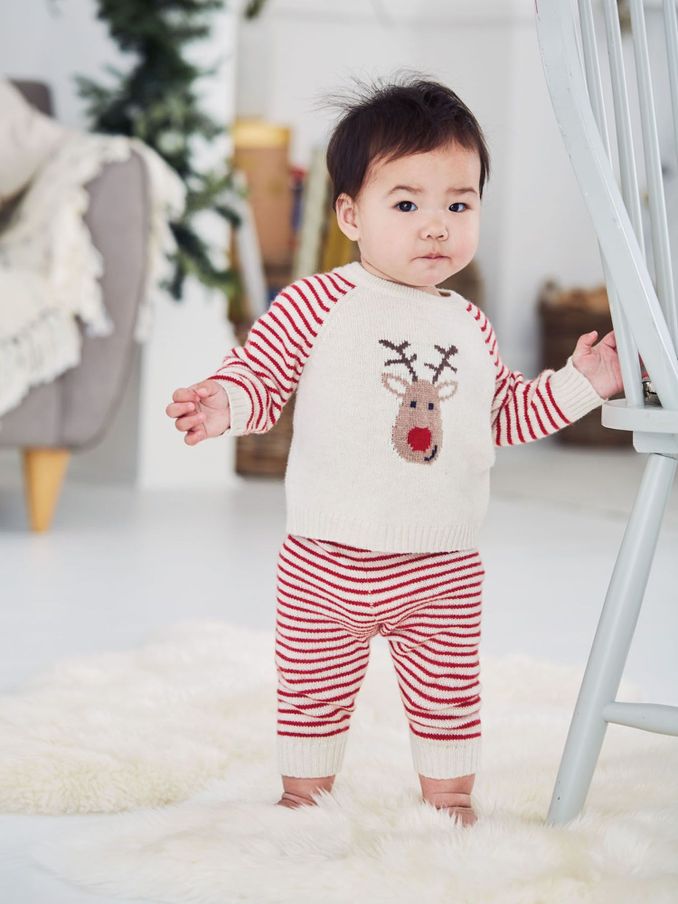 Reindeer Knitted Baby Set in Cream (8679U6) | £24