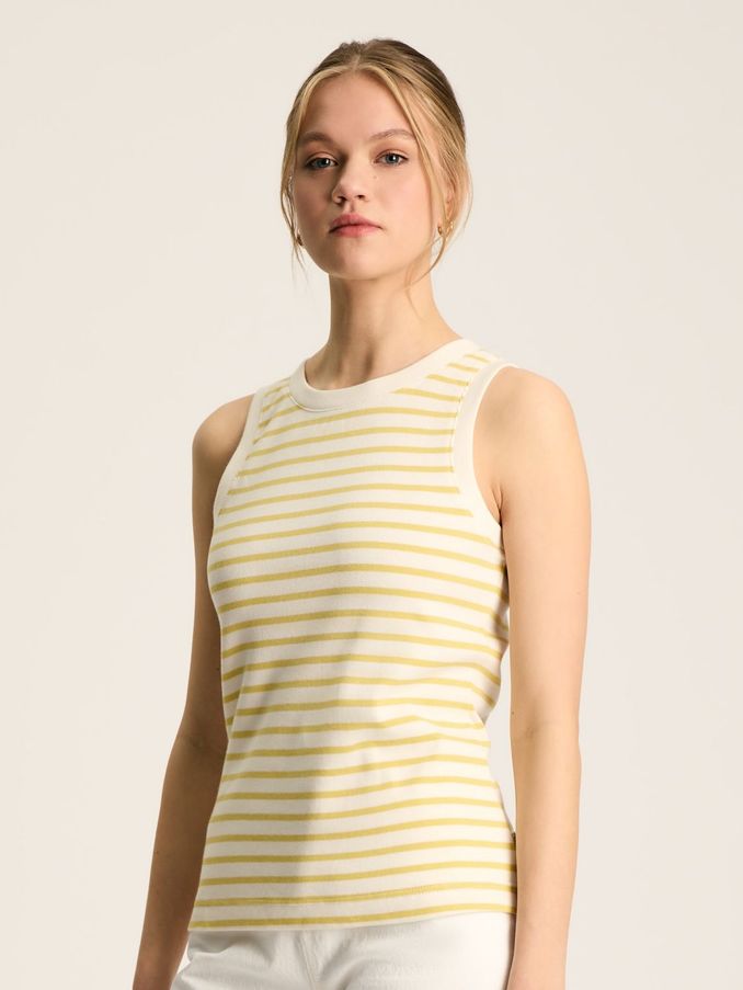 Harbour Cream & Yellow Striped Jersey Vest (869831) | £12