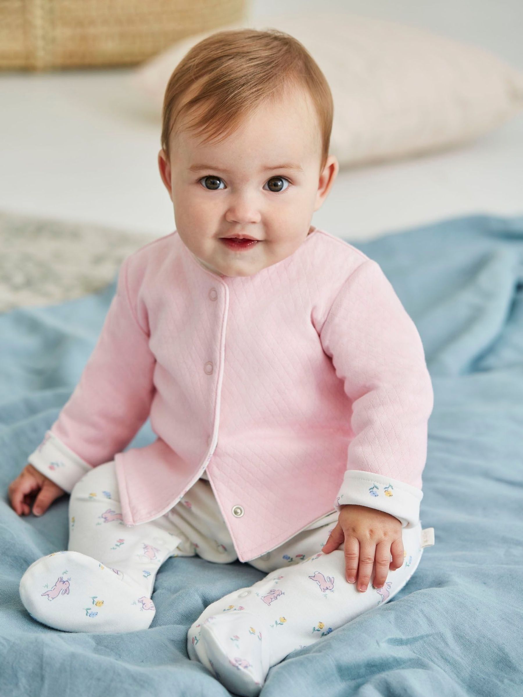 Pink Bunny Baby Sleepsuit and Jacket Set 2 Piece (86H842) | £16