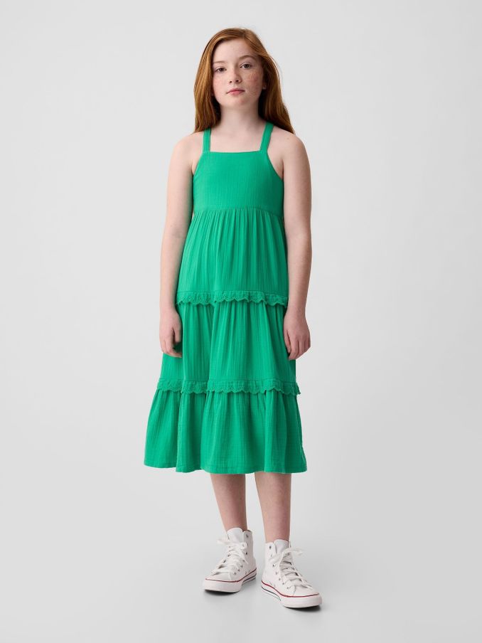 Green Print Cotton Midi Dress (4-13yrs) (873681) | £14