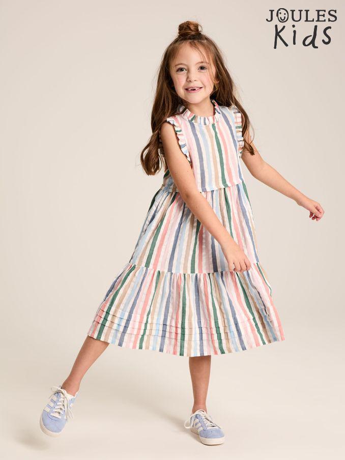 Girls' Poppie Multi Stripe Tiered Dress (877276) | £20 - £22