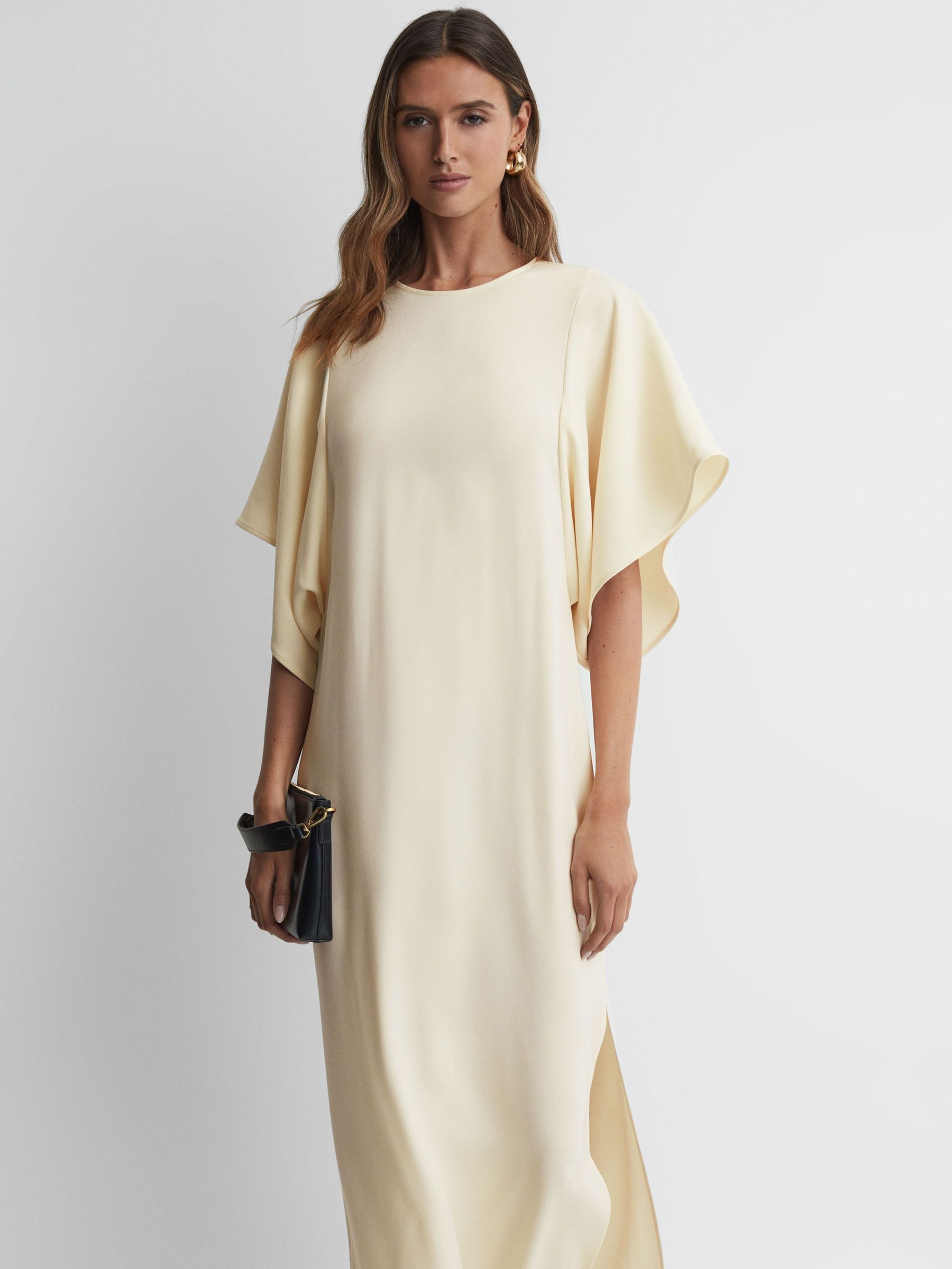 Cape-Sleeve Midi Dress in Lemon (885296) | £53