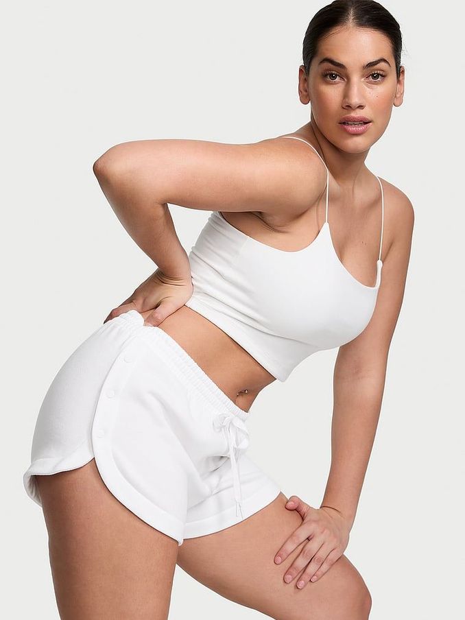 White Fleece Popper Shorts (888714) | £35