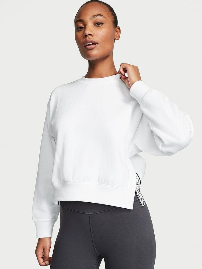 White Fleece Popper Crewneck Sweatshirt (888750) | £45