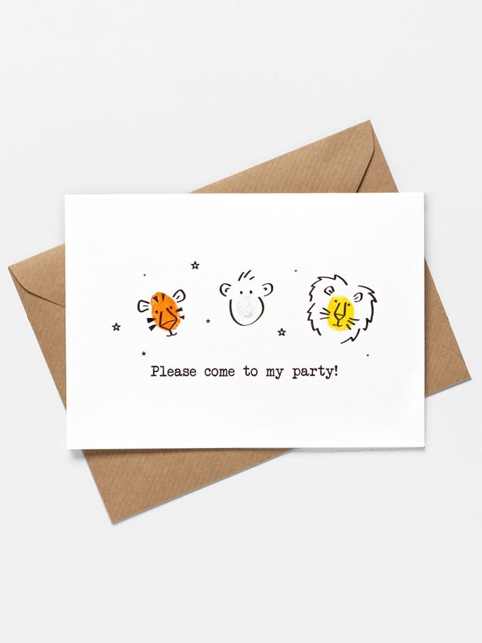 Festive Fingerprints Jungle Animals Invitation Card Making Kit (894118) | £9