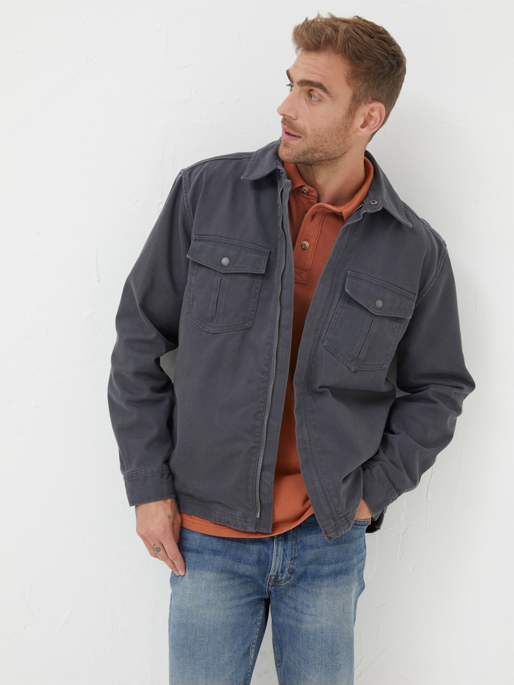 Grey Bowd Zip Front Overshirt (902328) | £45
