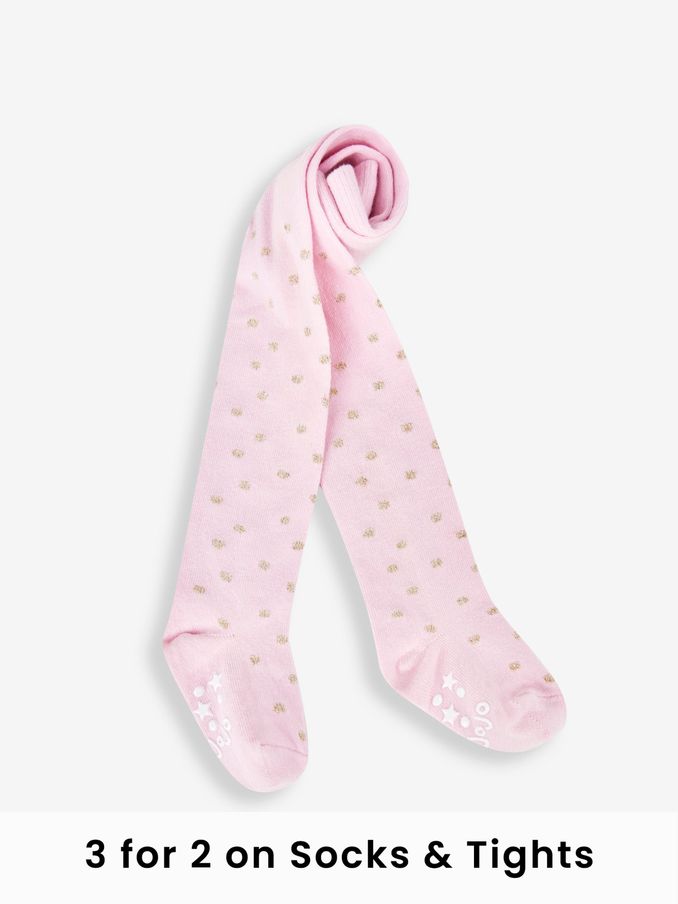 Pink Gold Spot Cotton Rich Spot Tights (906947) | £5