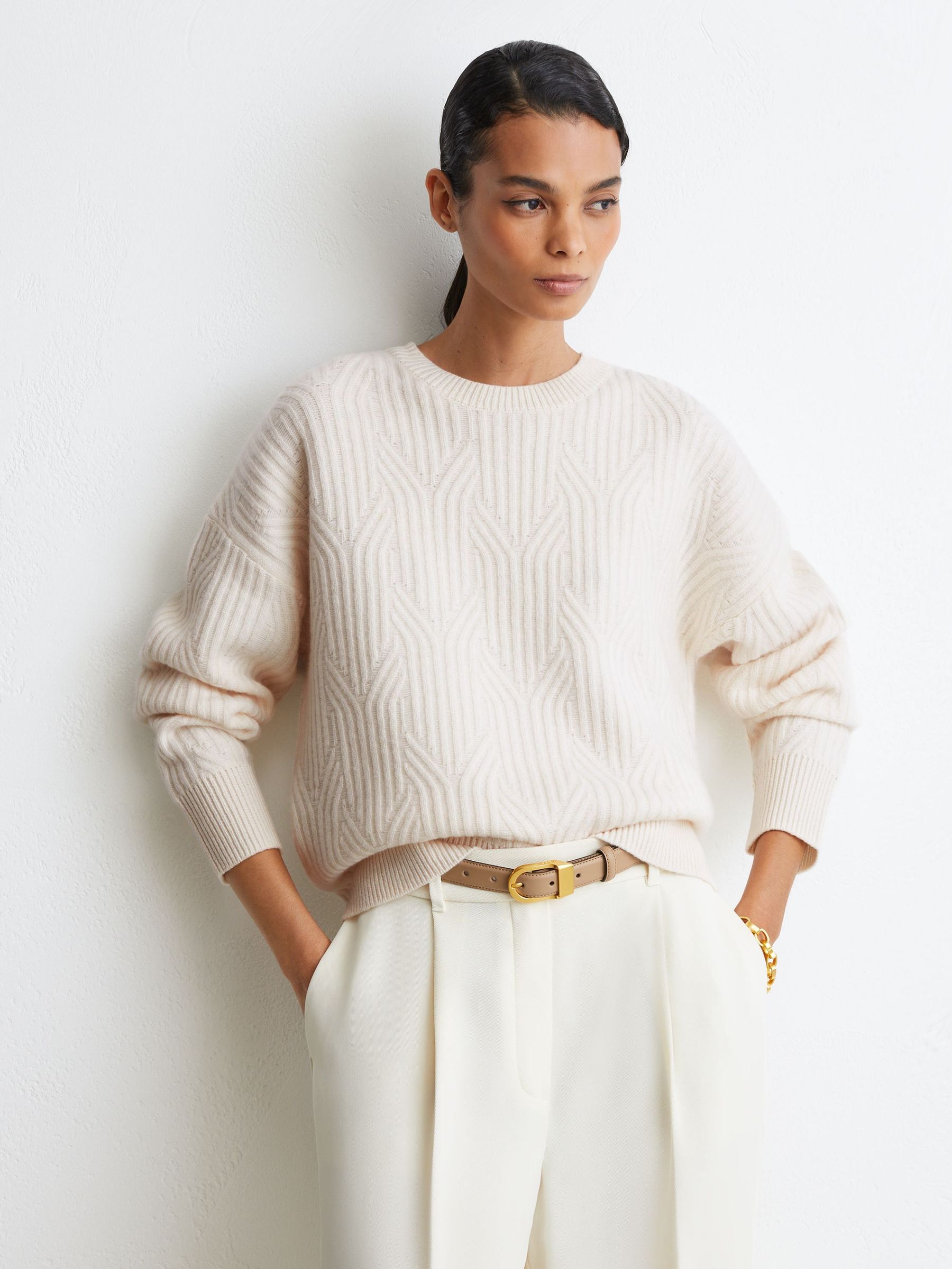 Ivory - Wool-cashmere Jacquard-knit Jumper