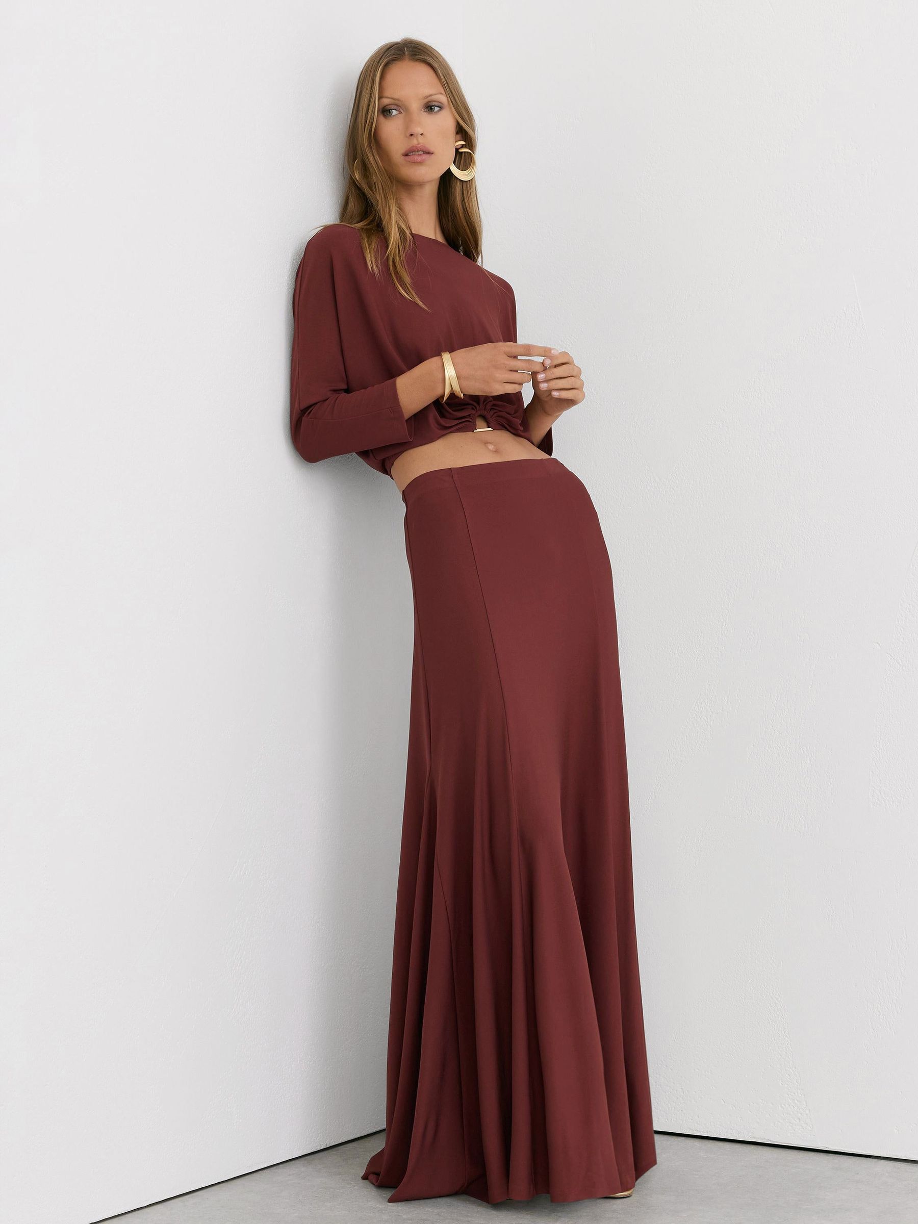 Rust Orange - Jersey Maxi Skirt