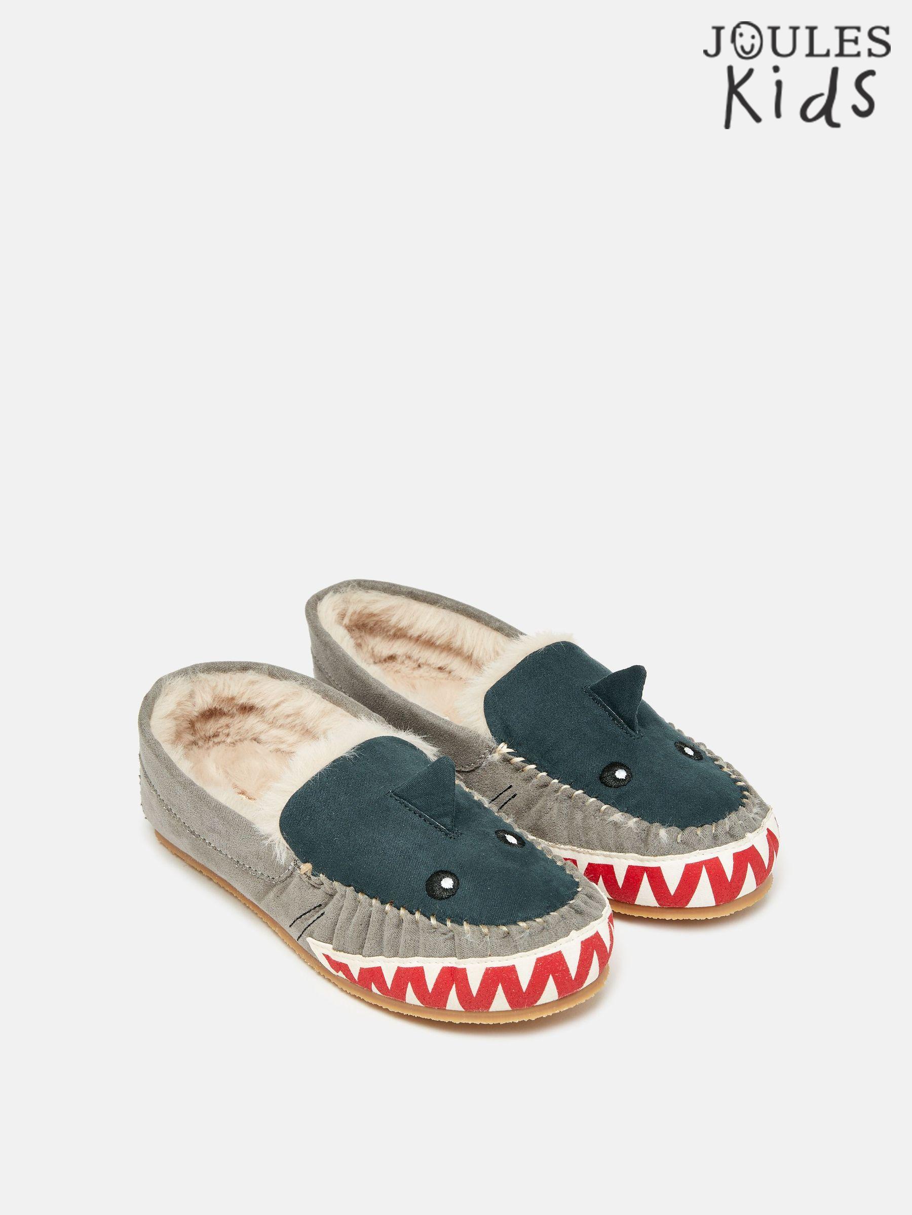 Boys' Quinn Navy Shark Moccasin Slippers