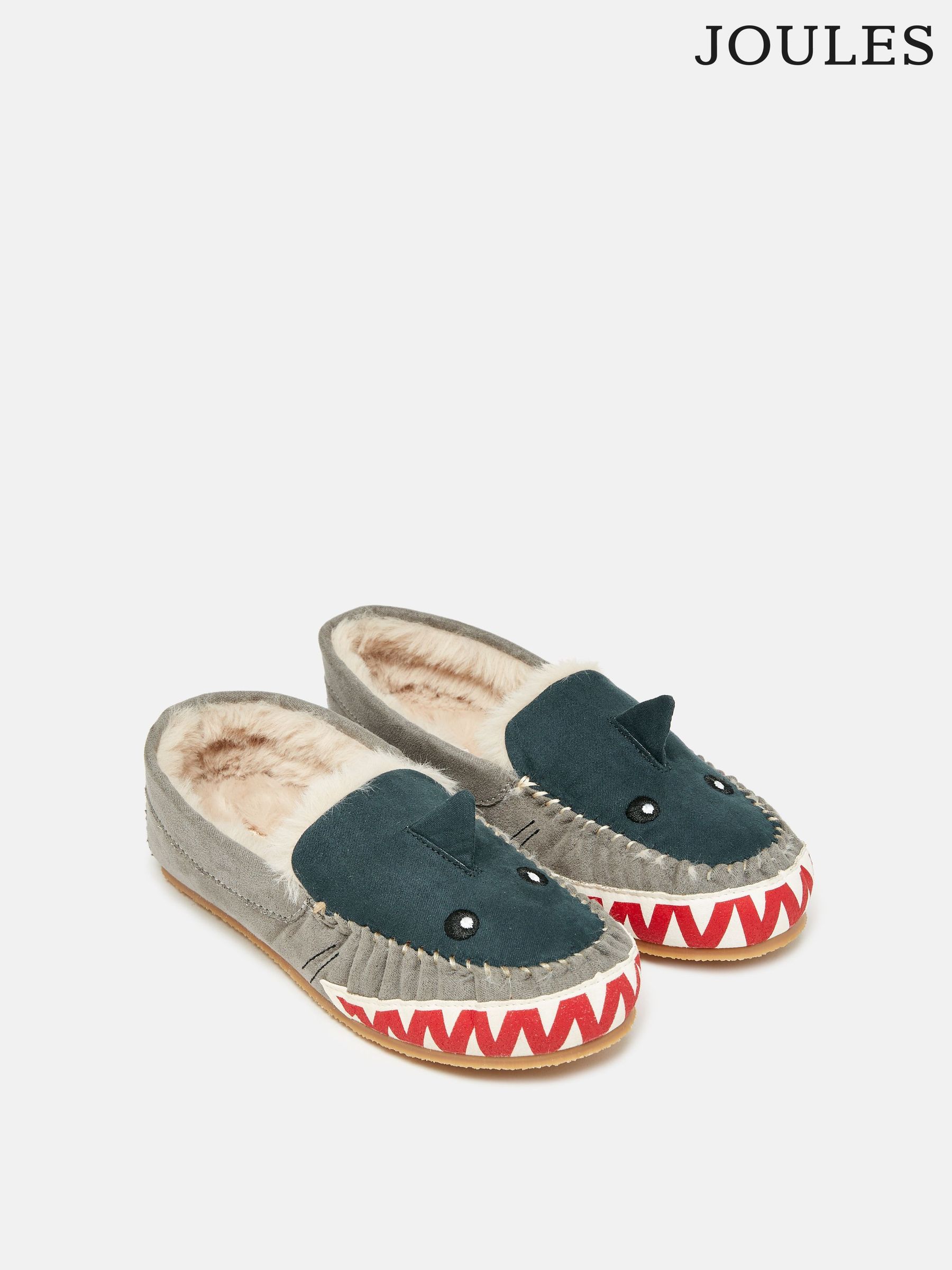 Boys' Quinn Navy Shark Moccasin Slippers (929548) | £12