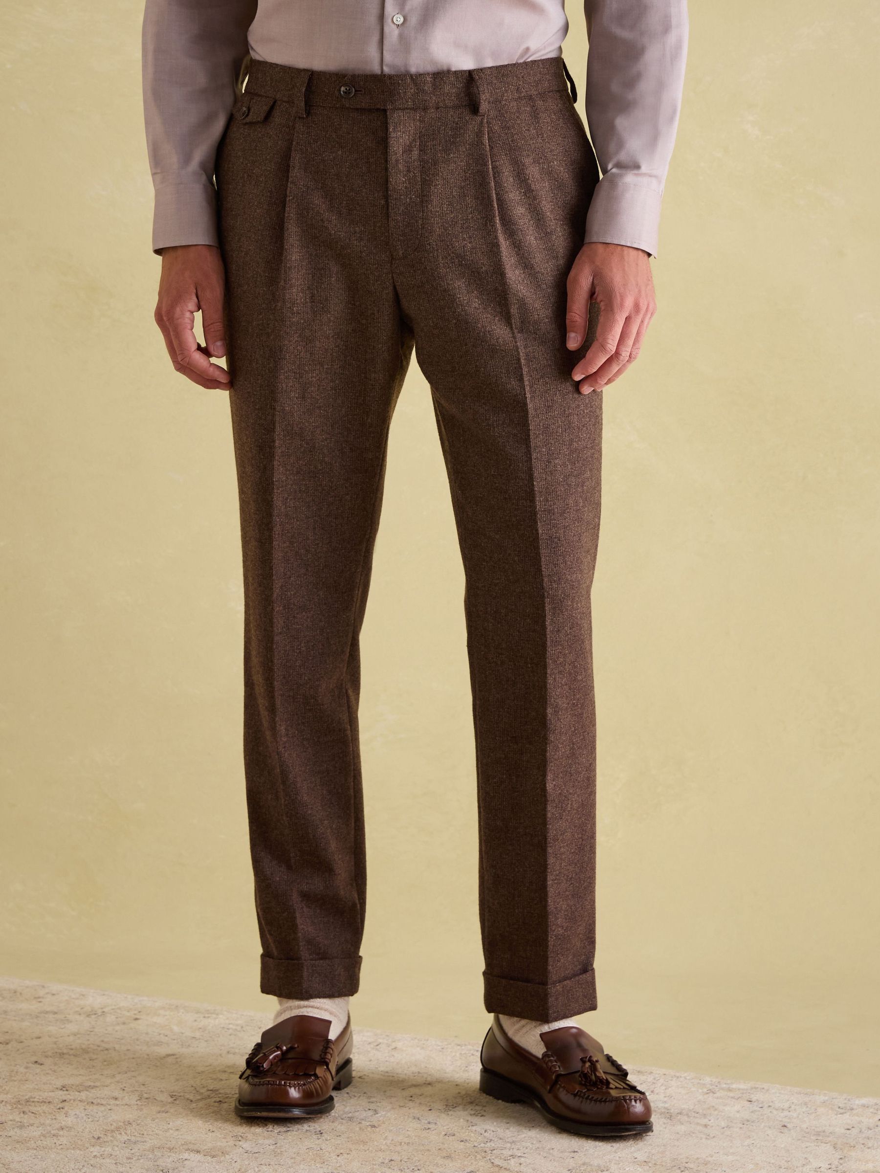 Brown Slim Fit Texture Suit Trousers (943894) | £100