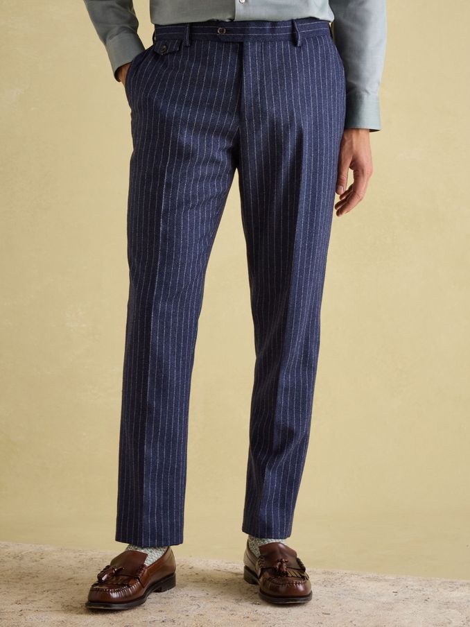 Navy Slim Fit Pinstripe Suit Trousers (944029) | £100