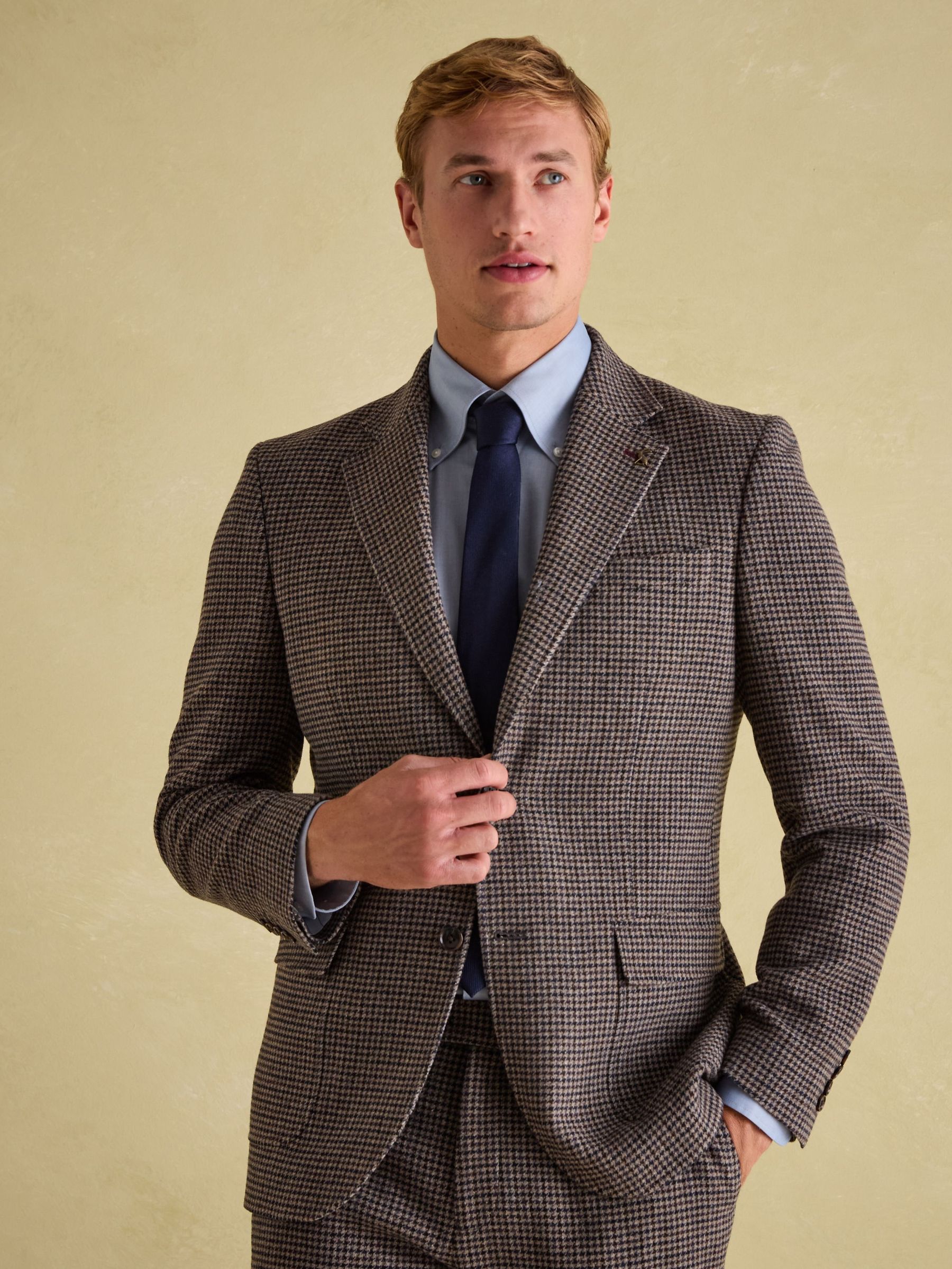 Brown Slim Fit Dogtooth Texture Suit Jacket (944036) | £149