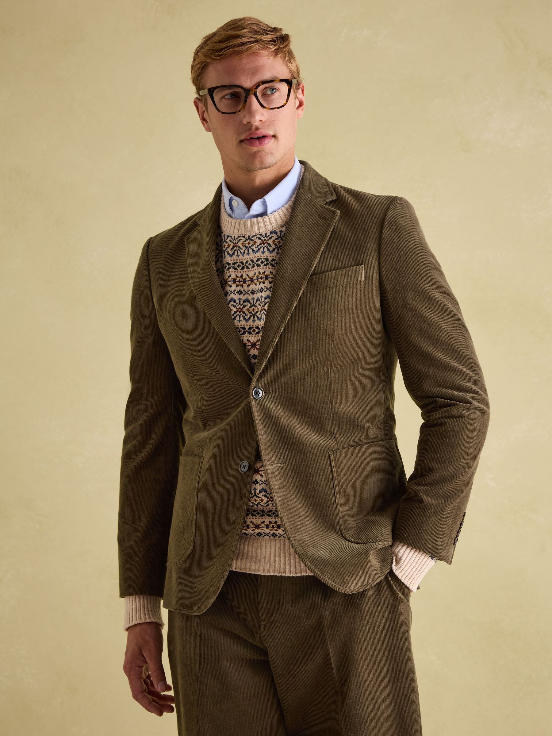 Green Corduroy Slim Fit Suit Jacket (944142) | £130