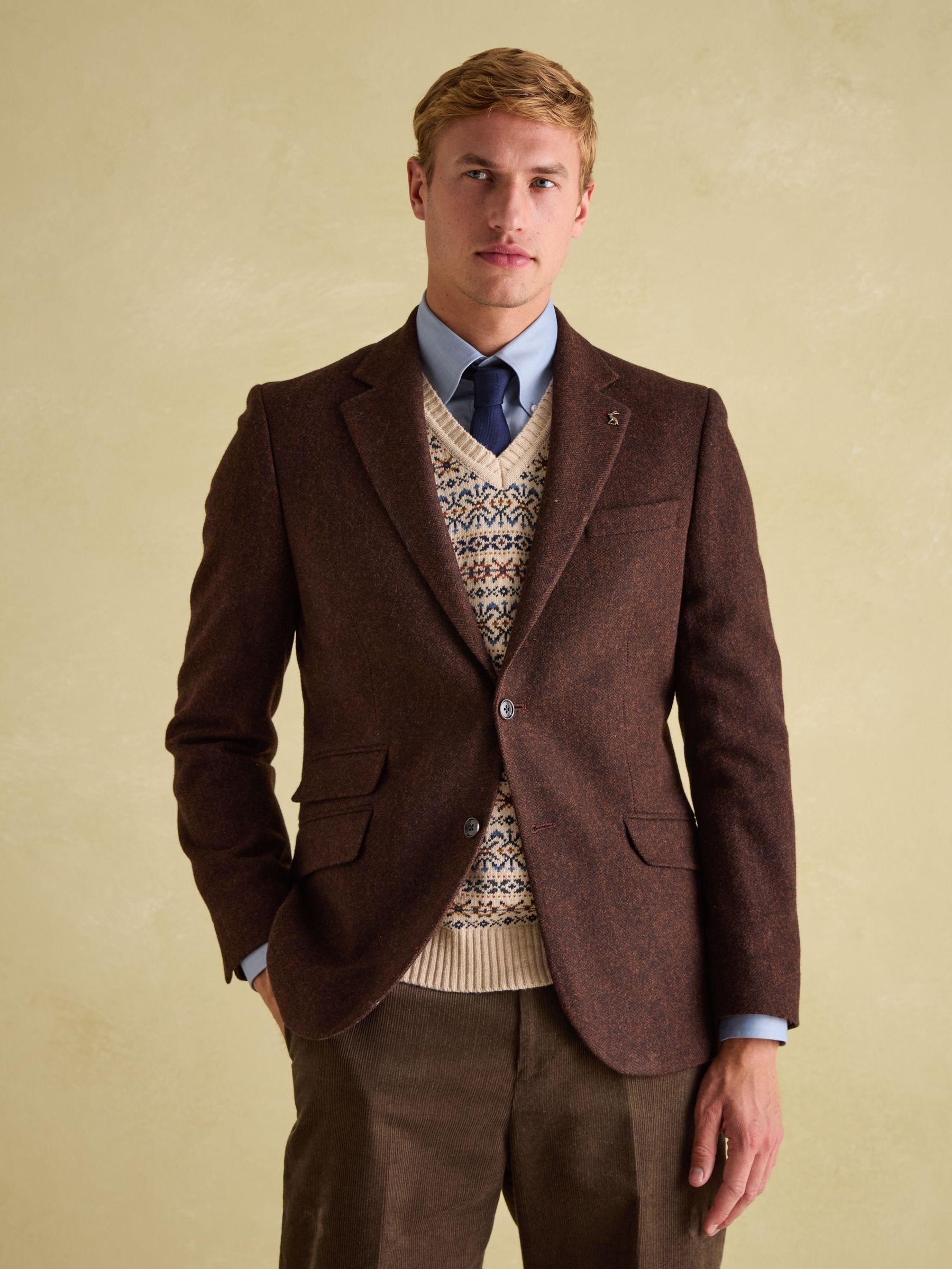Rust Brown Slim Fit Herringbone Blazer (944150) | £170