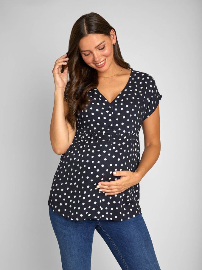 Navy Spot Maternity Blouse (948933) | £20