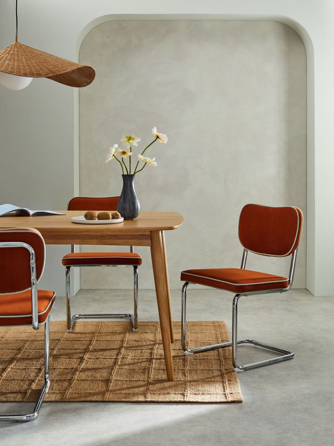 Set of 2 Parker Dining Chairs in Velvet in Cinnamon with Jade Green Piping (954398) | £449
