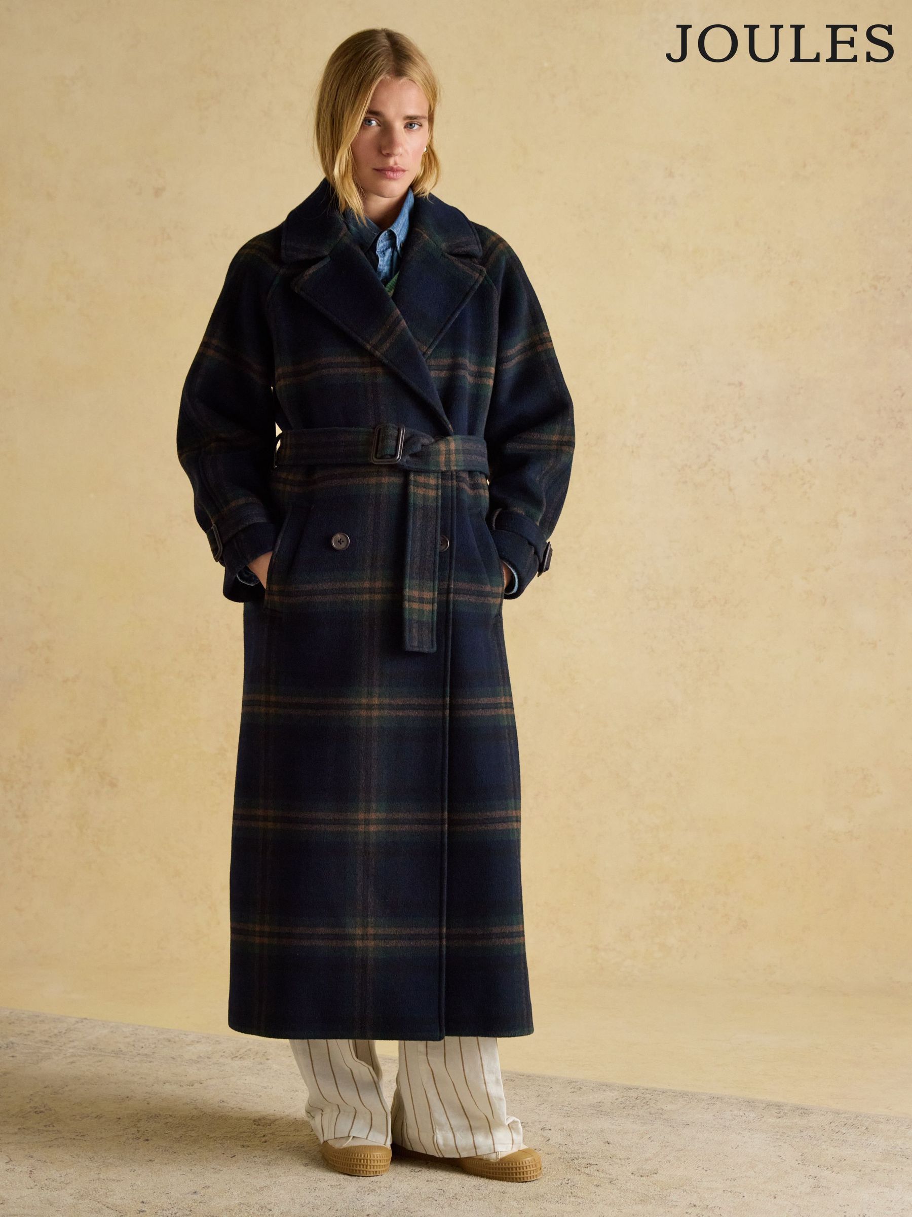 Amberley Navy Blue Longline Wool Blend Coat with Belt (954828) | £199
