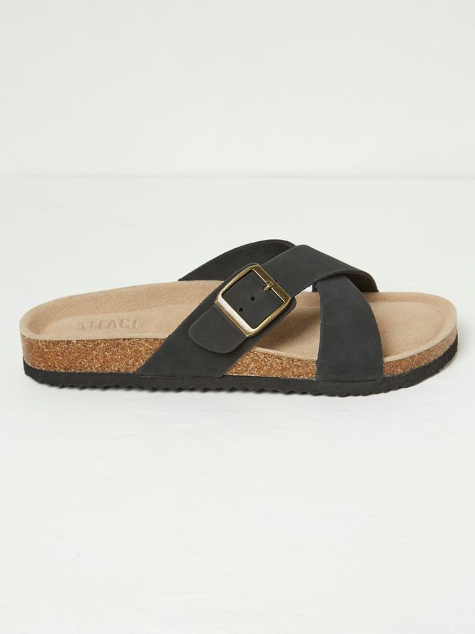 Lois Black Cross-Over Footbed Sandals (958906) | £19