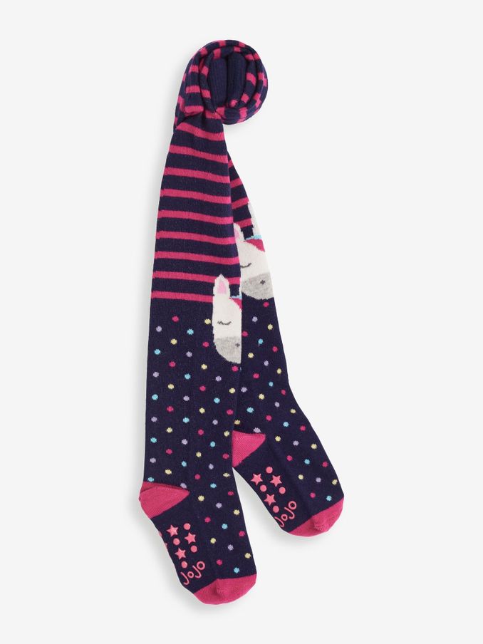 Navy Unicorn Knee Cotton Rich Tights (962311) | £9