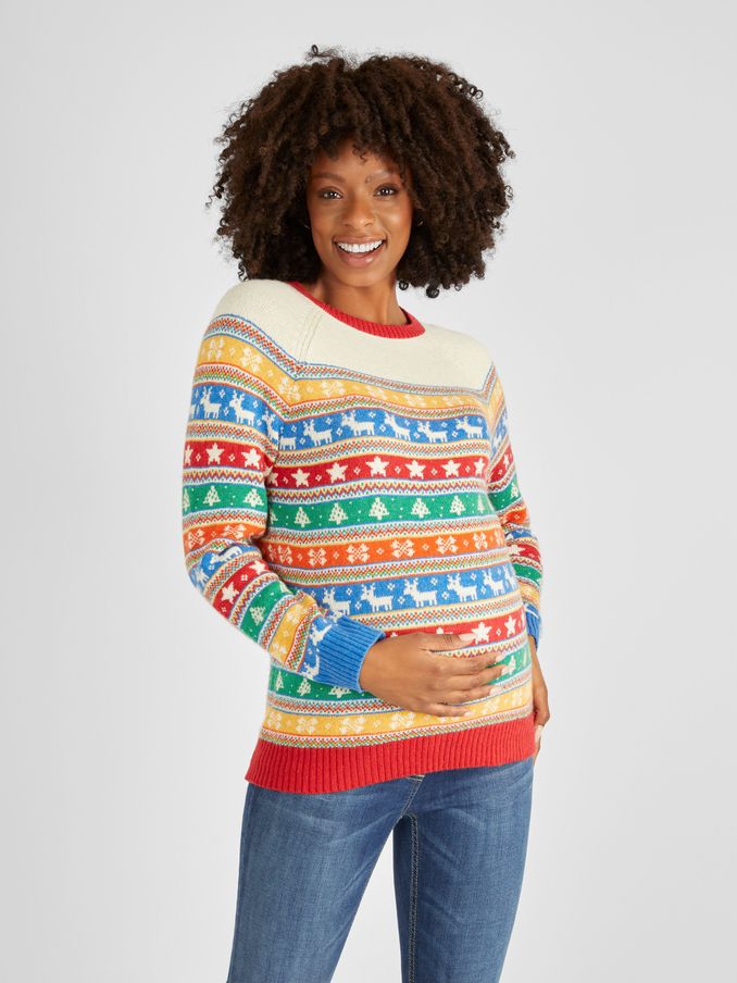 Multi - Womens Christmas Fair Isle Pattern Jumper