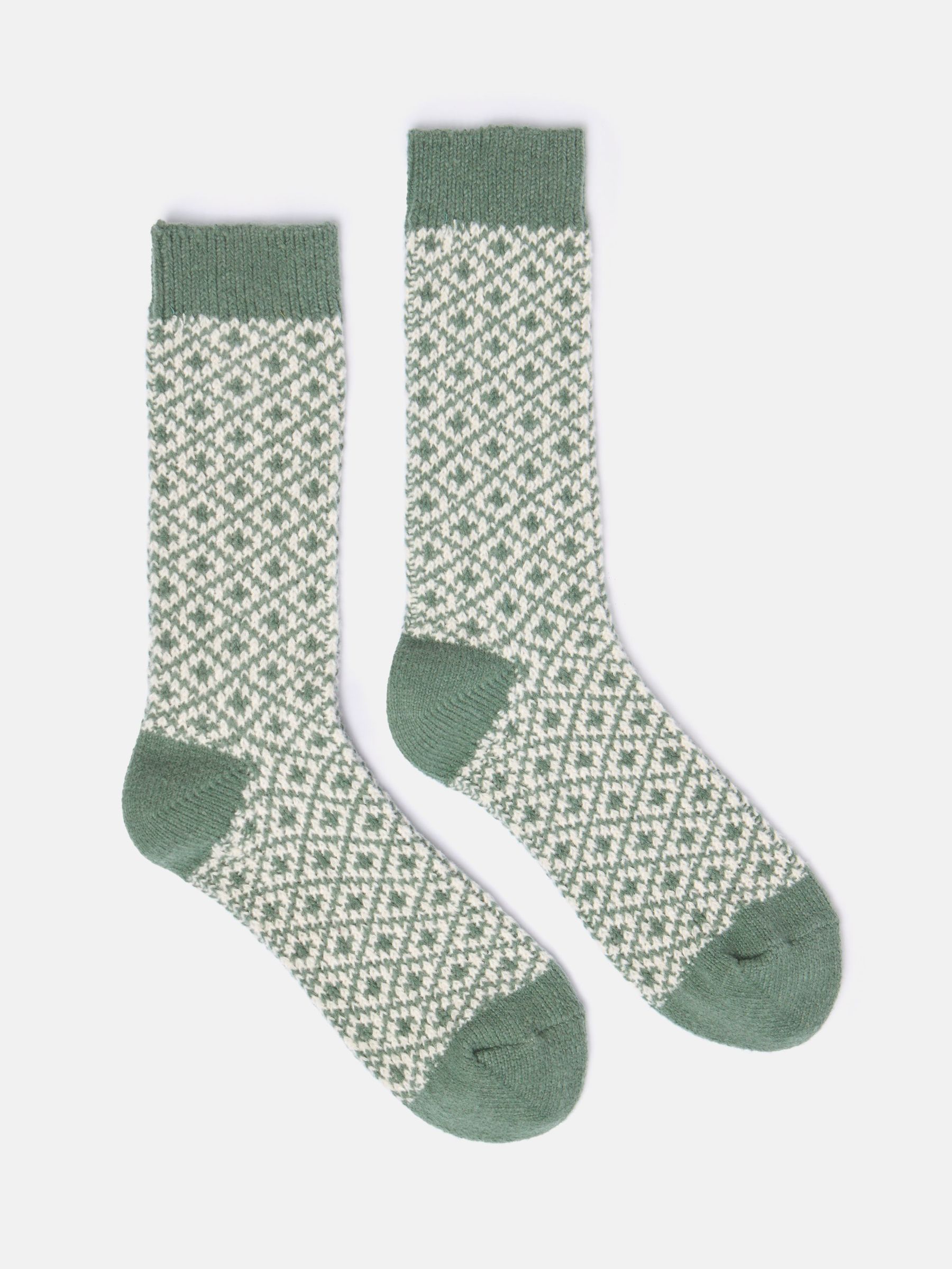 Women's Toasty Khaki Green Cosy Geometric Socks (size 4-8) (968763) | £5