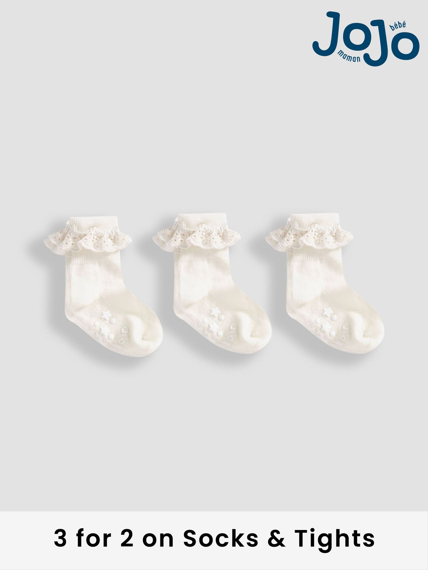 Cream 3-Pack Frilly Socks (970843) | £9.50