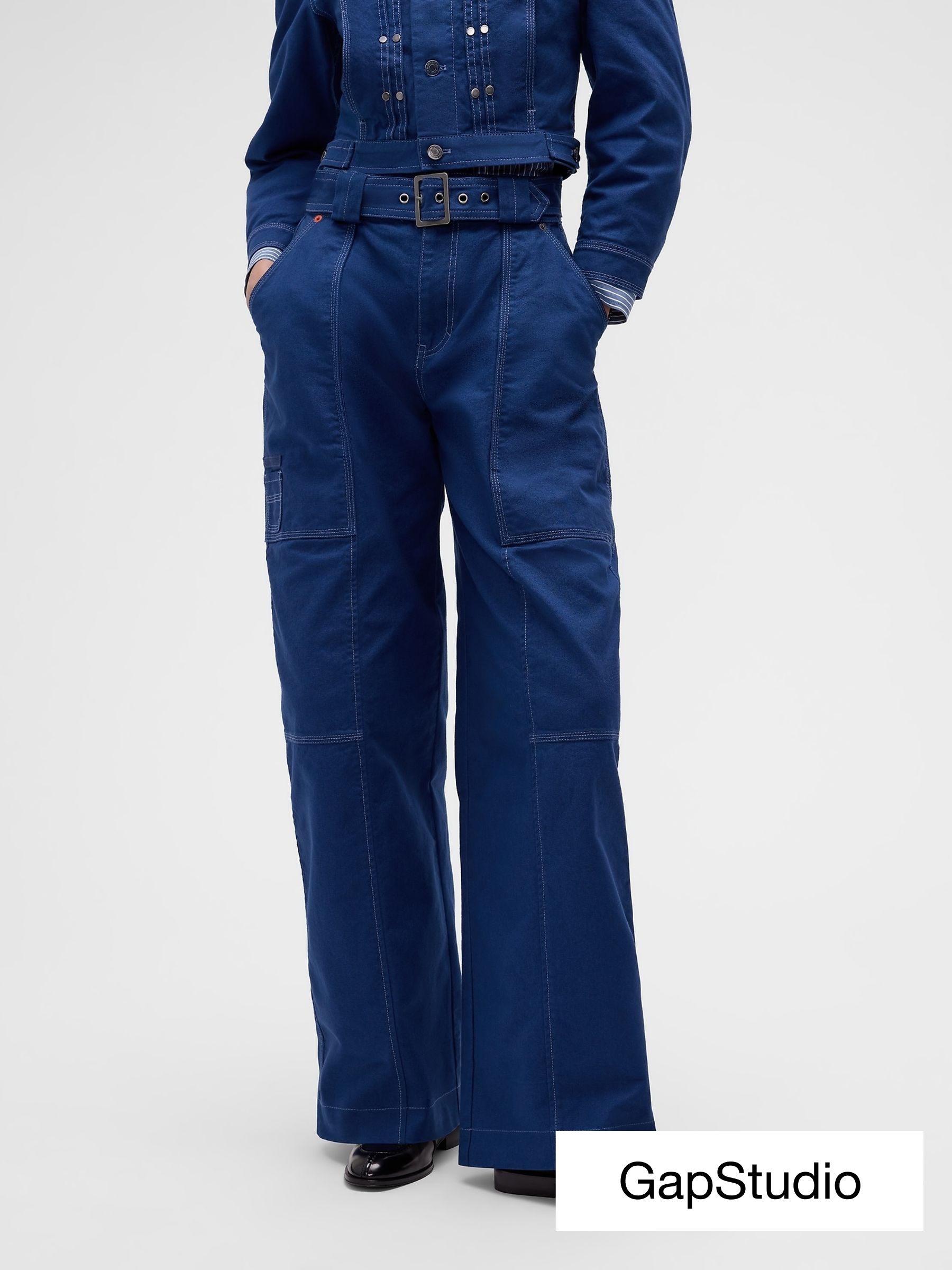 GapStudio Blue - Canvas Belted Utility Trousers