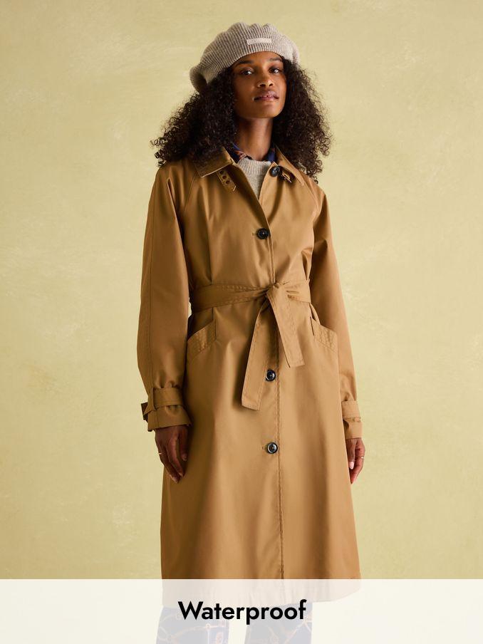 Epwell Brown Waterproof Belted Trench Coat