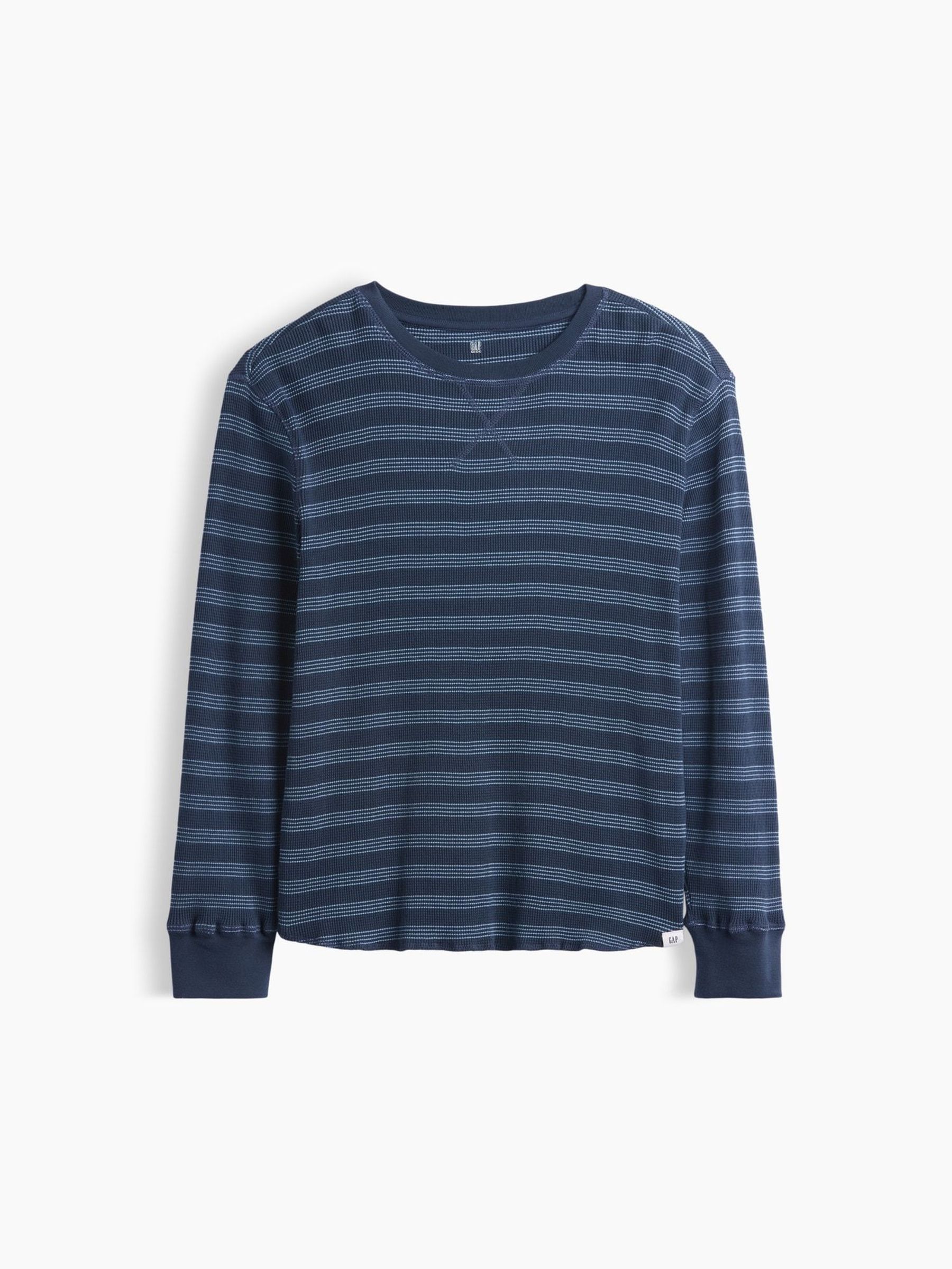 Blue Stripe - Waffle-knit Long Sleeve T-shirt