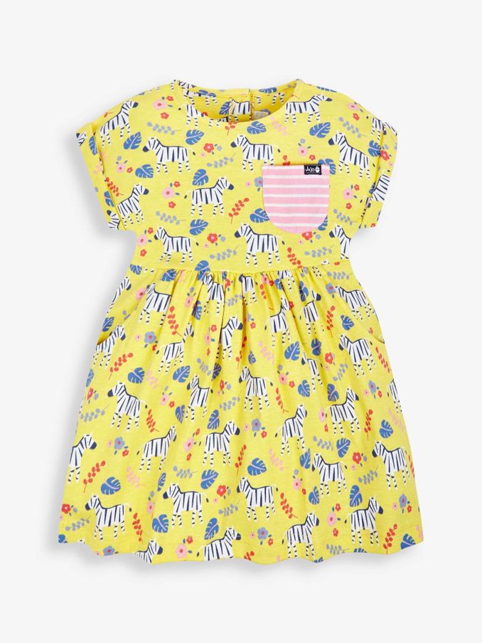 Yellow - Zebra Print Drop Shoulder Dress
