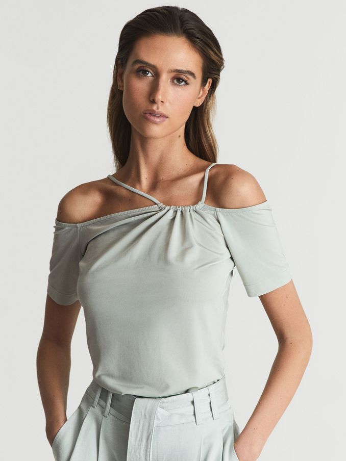 Off-Shoulder Strap Top in Mint (A34572) | £18