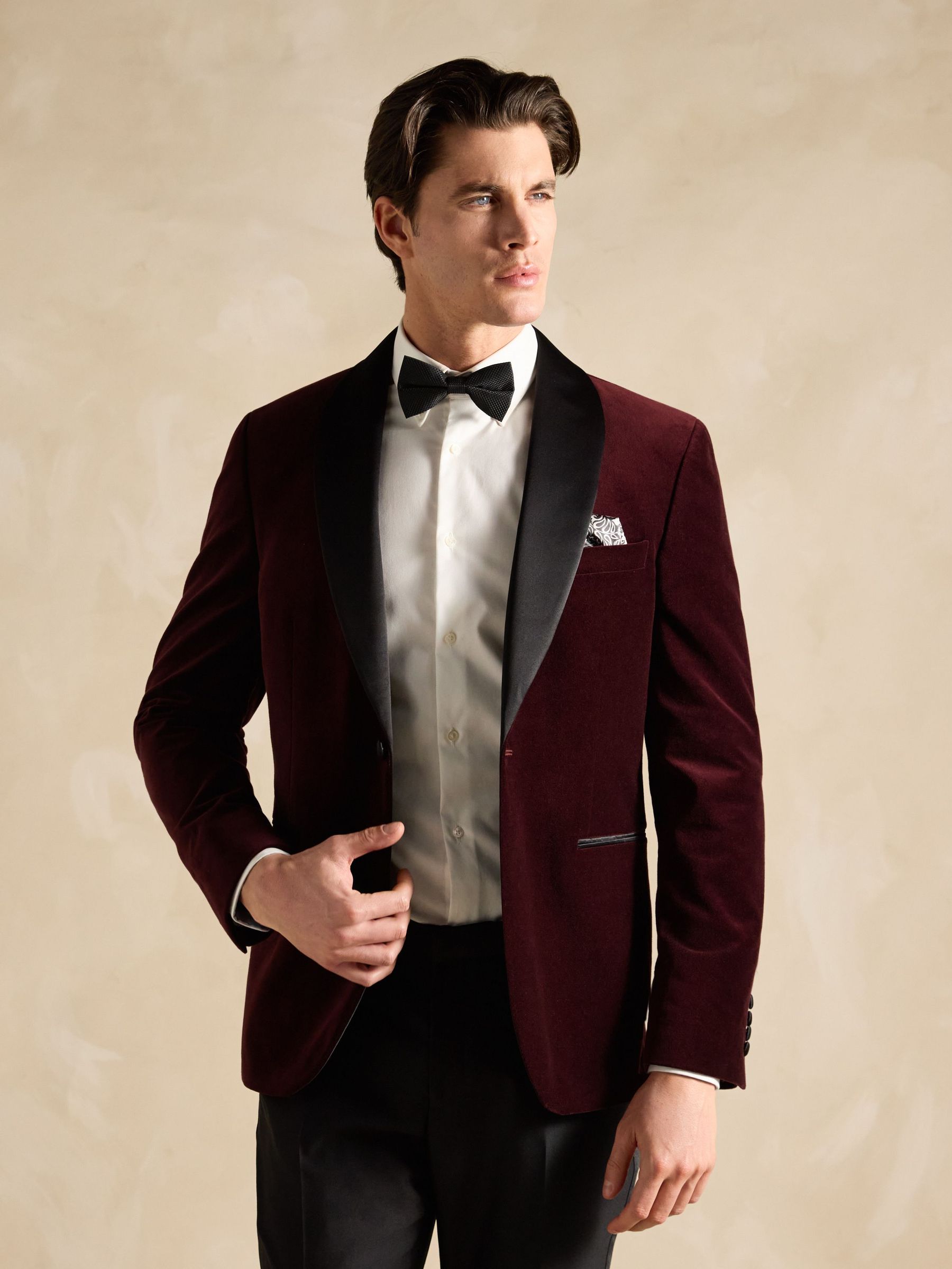Burgundy Red Slim Fit Velvet Blazer (A43733) | £149