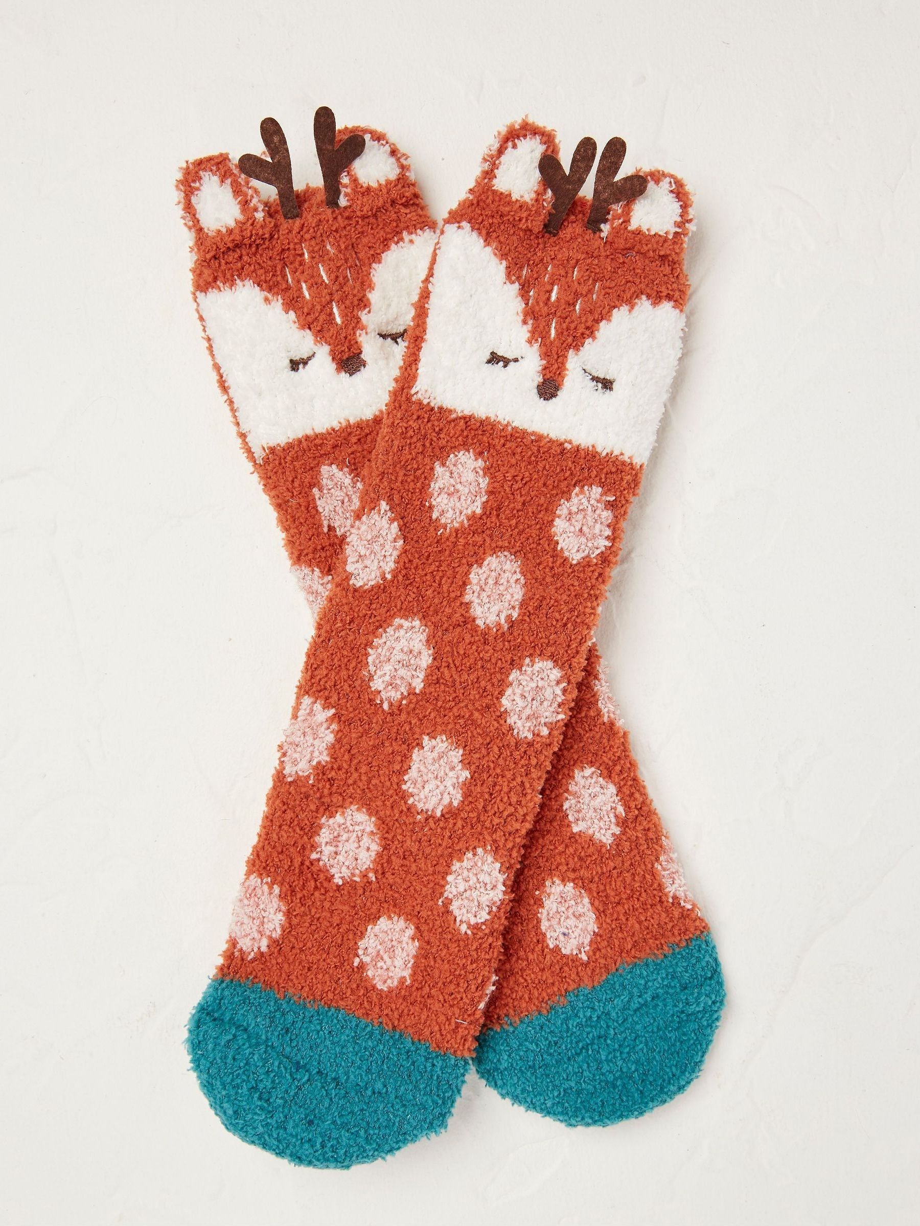 Orange Boys Deer Fluffy Socks (A72488) | £3