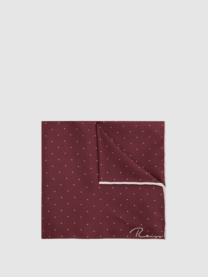 Polka Dot Silk Pocket Square in Burgundy (A76202) | £38