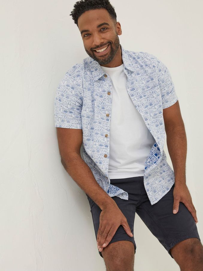 Blue Vintage Tile Print Shirt (A81976) | £28