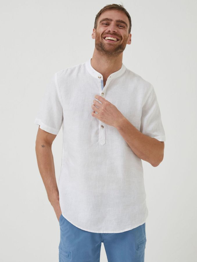 White Pop Over Linen Shirt (A81991) | £32