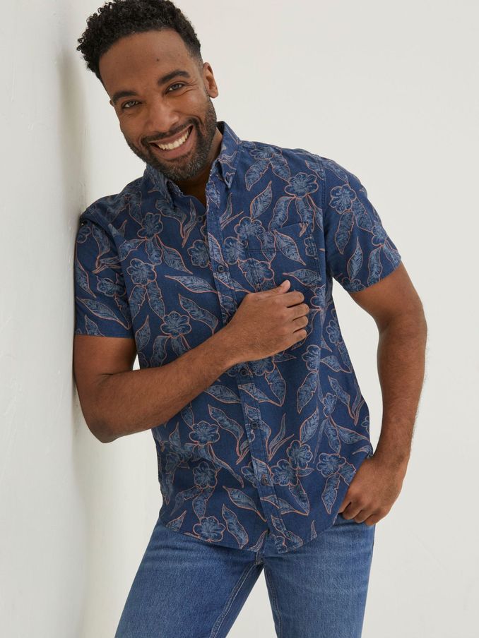 Blue Hibiscus Print Shirt (A82130) | £28