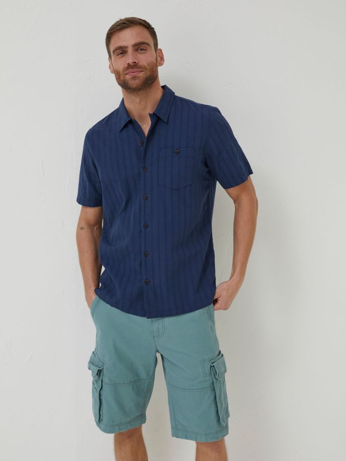 Blue Self Stripe Revere Shirt (A82166) | £28
