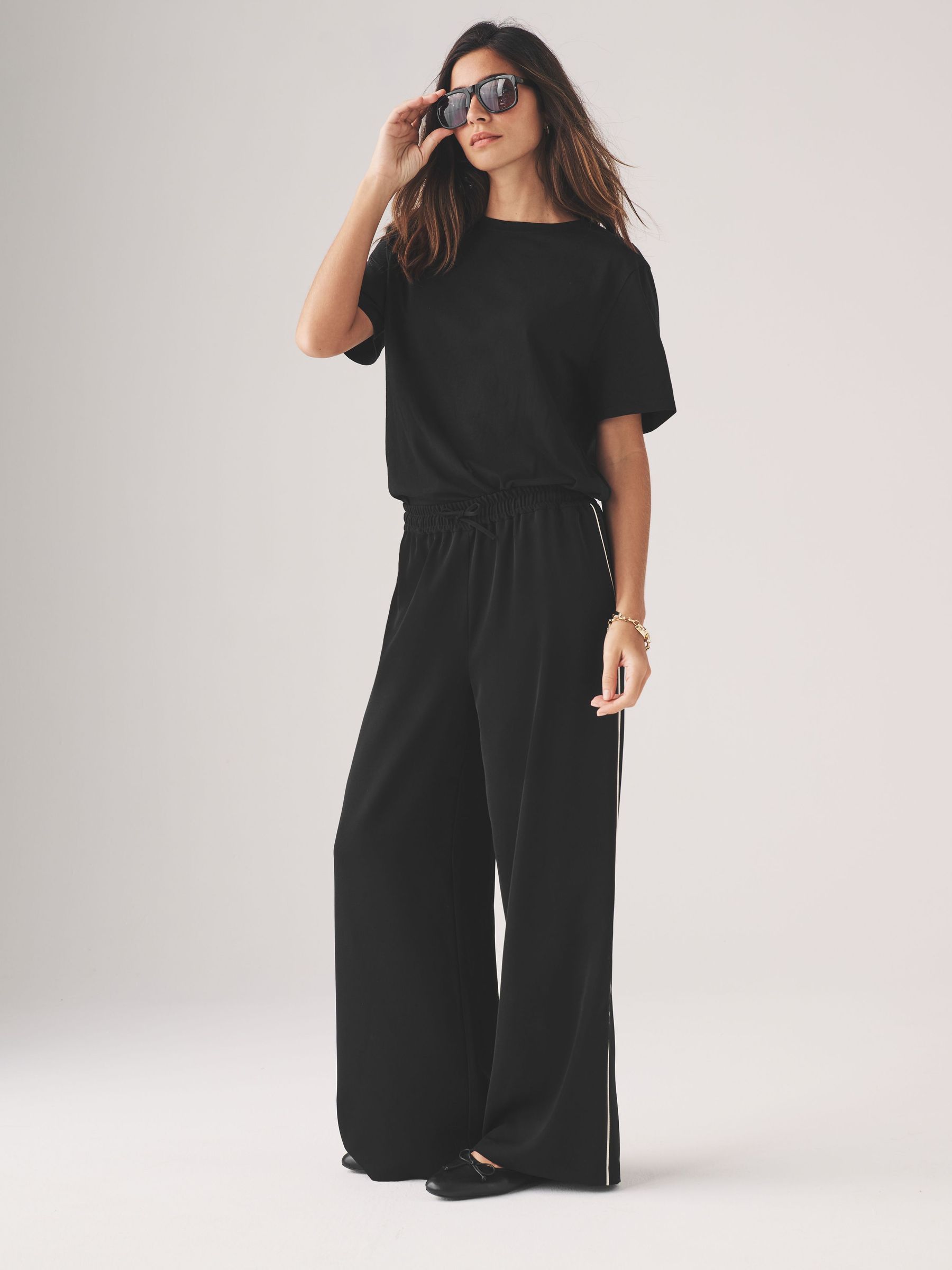 Khaki/Navy - 2 Pack Pull On Trousers with Side Stripe (AA1020) | £38