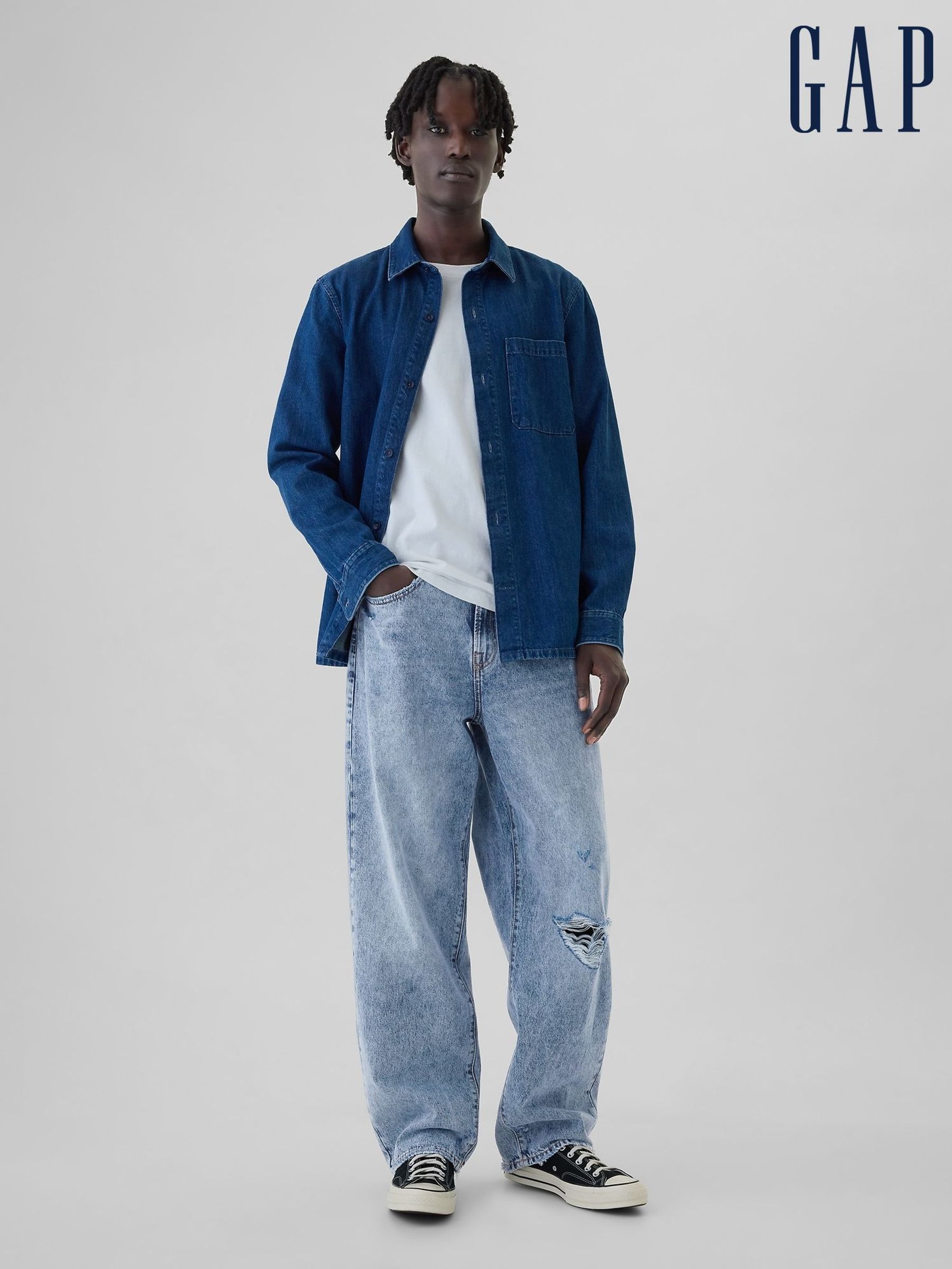 Blue Washed Relaxed Fit Baggy Jeans (AA1433) | £55